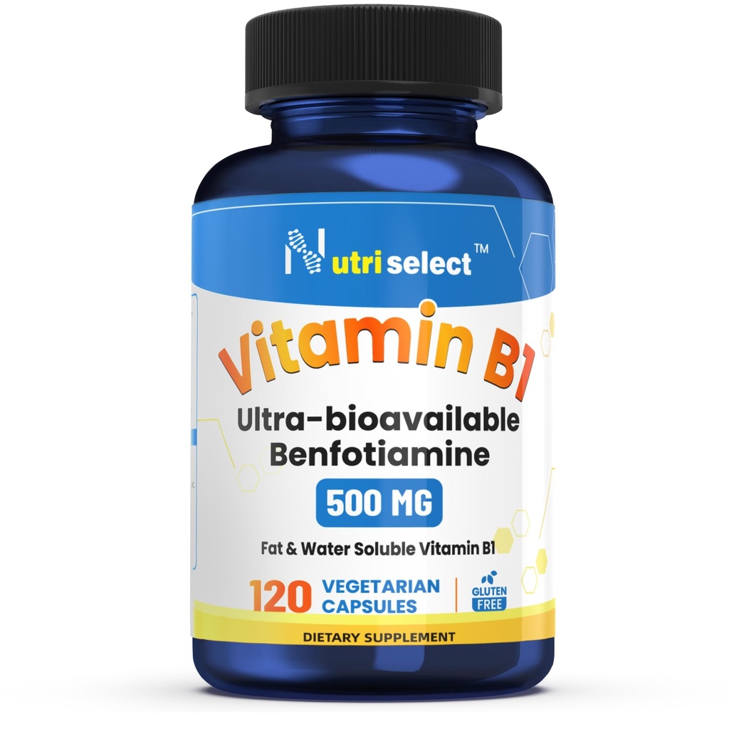 120 Kapsler indeholdende 500 mg vitamin B1, ikke- GMO, Vegan, Gluten Free, Benfotiamin