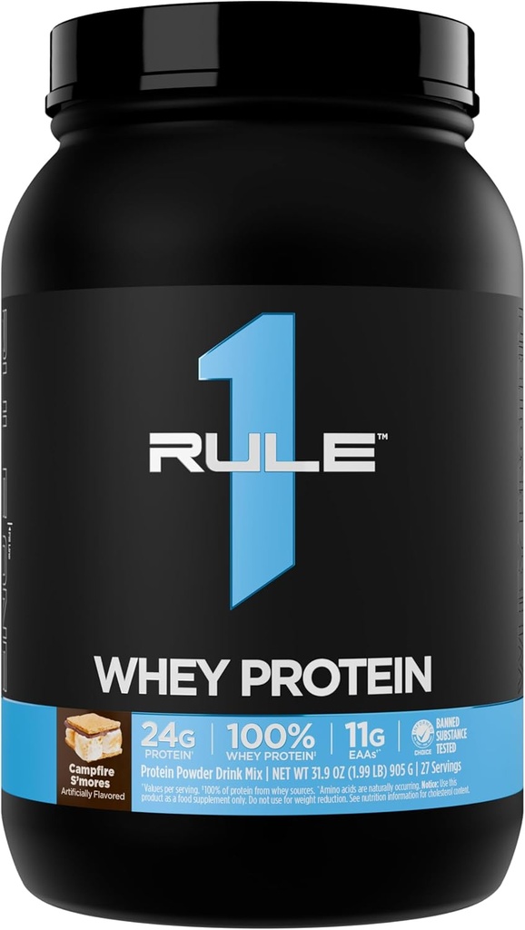 Regel 1 Whey Protein - 24g Fast- Actioning Protein fra All- Whey Kilder med naturligt okkurering EAA & BCAA for workout Inddrivelse eller Anytime Use (2 pounds *, Campfire S 'Mores)