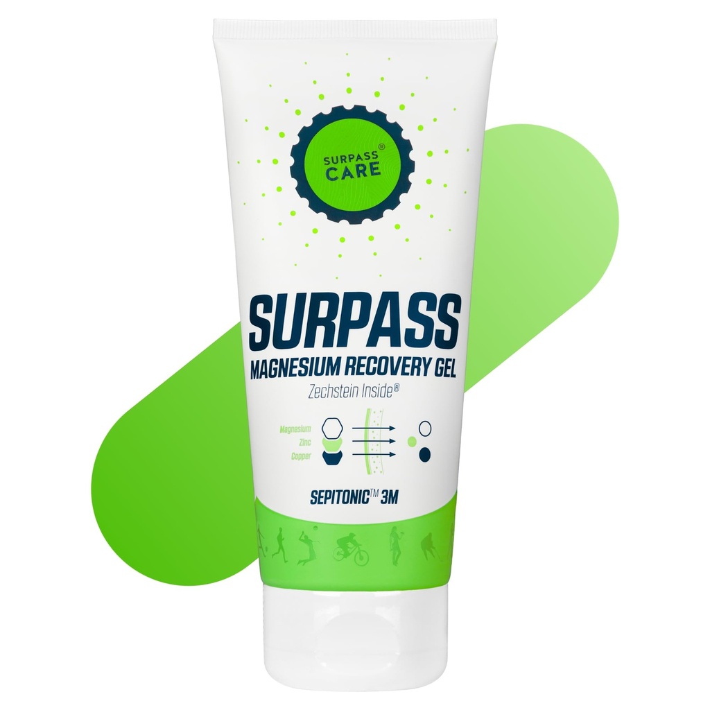 Surpass Magnesium Recovery Gel 6.76 oz | Zechstein Magnesium Boosted by Sepitonic 3M | Cooling Comfort, Muscle Recovery & Relaxation | Post-Activity Regeneration | Menthol Cooling Effect