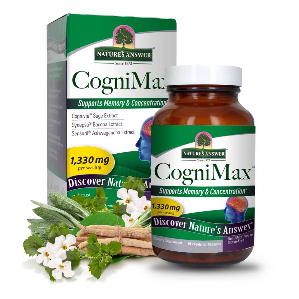 Nature 's svar CogniMax 1330mg Supplement Blend 60- Kapsler Note 124; Natural Memory, Koncentration og Focus Support
