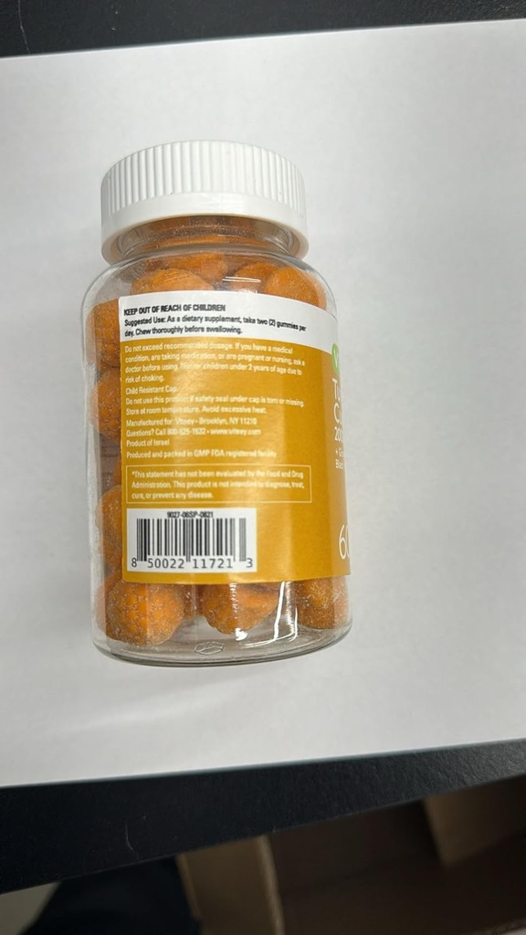 Gurkemeje Gummier med Ginger & Black Pepper Urbal Supplement, 2000mg, immunforsvar, sund hud, og fælles sundhed, Vegan, Pectin baseret, for voksne og Teens- Chewable Peach Flavor