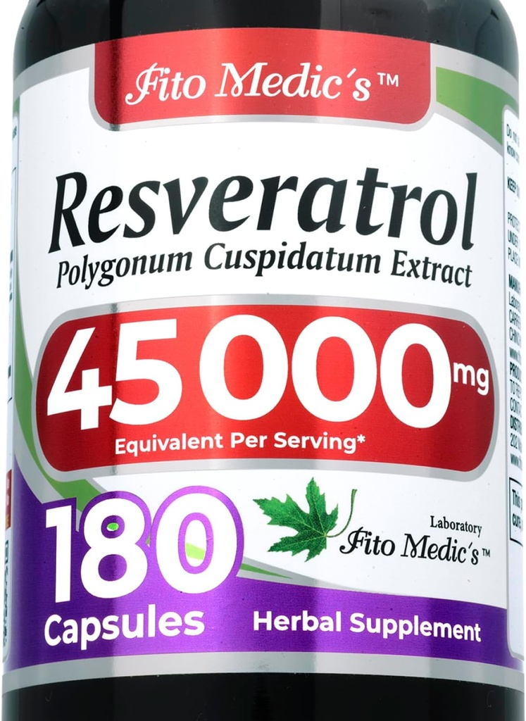 FITO MEDIC'S Lab | Resveratrol | Resveratrol Supplements | Resveratrol Capsules 450 mg 100:1 per 3-Capsule Serving | 180 Caps