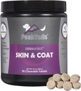 Kala Health PeakTails Skin & Coat Support til hunde - 90 tyggetabletter med MSM, Fish Oil, Omega-3 & Omega- 6 - Understøtter sund hud, skinnende Coat