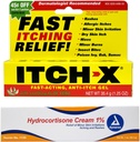 Itch- x Itch Relief Gel 1,25 oz + Hydrocortison Cream 1 oz Fast Relief for udslæt, Mindre Burns, Insect Bites, Poison Ivy, Oak, Sumac.