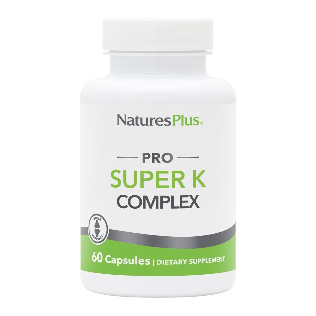 NaturesPlus PRO Super K Complex - 60 kapsler - fremmer sund Calcium Metabolisme - Inkluderer Vitamin K1 & K2 - Non- GMO, Vegan & Gluten Free - 60 Serveringer