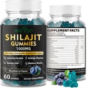 Shilajit Gummies for Mænd & Kvinder - Sugar- Free Shilajit Supplement Rich in 85 + Trace Minerals & Fulvic Acid, giver energi, hjerne, og Immunity Support - 60 Gummies