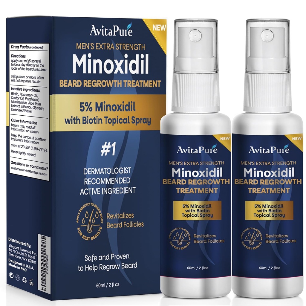 Minoxidil Beard Growth Oil: Minoxidil For mænd Beard Infunderes med biotin, Ekstra styrke Minoxidil 5% Beard Growth Serum to Grow Beard & Mustache Fast