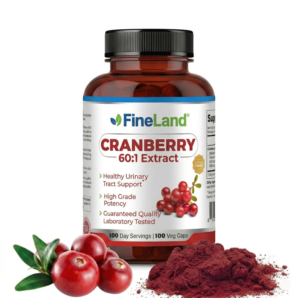 FineLand Cranberry Extract 30,000mg Styrke per kapsel - Høj potens Cranberry piller til UTI support - 100 Vegan kapsler, 100- Day Supply, Non- GMO, Made in USA