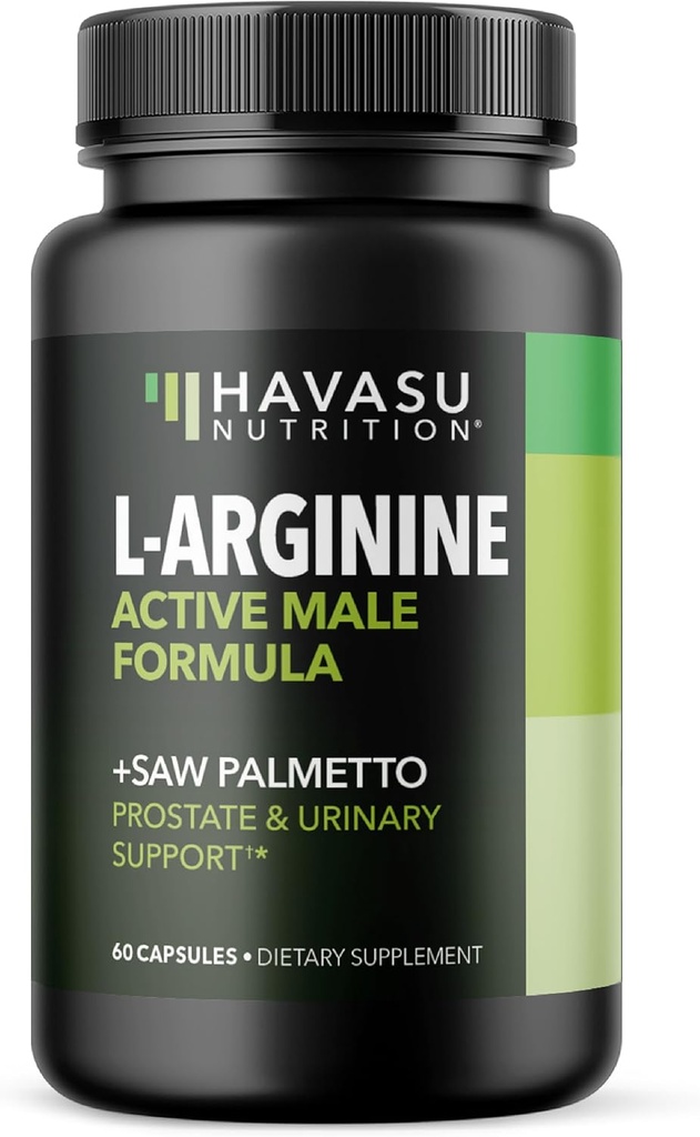 L- Arginin 500mg og Saw Palmetto 500mg - Nitrooxid og prostata sundhed kosttilskud til mænd - 60 Greve - Endurance og urinveje Funktionsstøtte - 1 måned Supply - Vegan, non-GMO kapsler