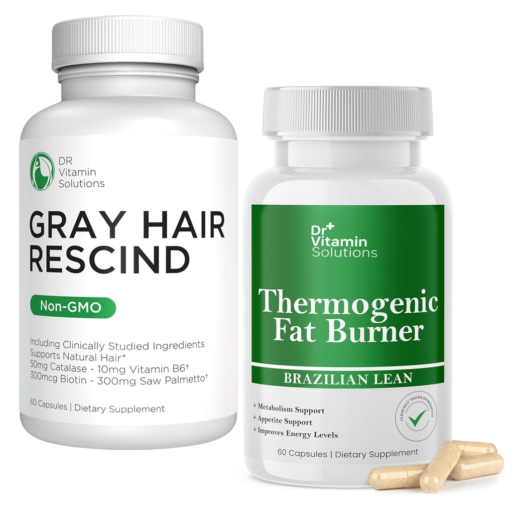 DR VITAMIN LØSNING Gray hår Rescind og termogene Fat Burner Bundle - 60 Caps hver