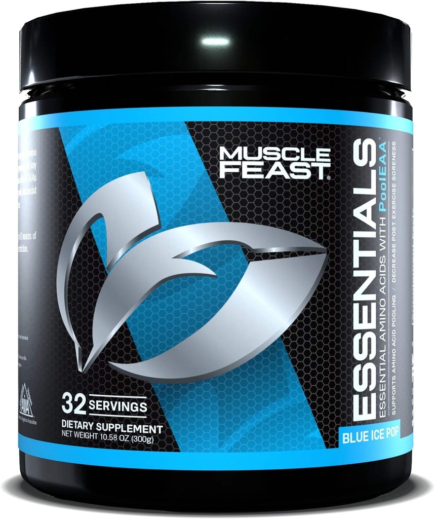 Muskel Feast Vegan Essential Aminosyrepulver Post Workout Inddrivelse og intra- uddannelse drik, Blue Ice Pop, 300g