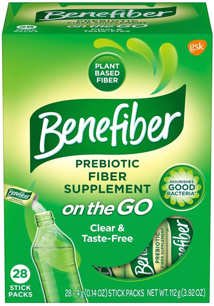 Benefiber Taste- Free, Sugar- Free Fiber Supplement Stick pakker til fordøjelsessygdomme / 28 Greve (6 Pack)