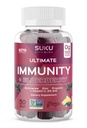 SUKU Vitaminer - Ultimate Immunity - Elderberry Echinacea og Propolis Gummies for immunforsvar, Let at tygge - Non GMO, Gluten Sugar Free - Pomegranate Lime Flavored Gummy Vitaminer, 50 Greve