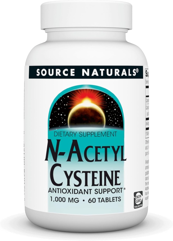 Source Naturals N-Acetyl Cysteine Antioxidant Support 1000 mg Dietary Supplement That Supports Respiratory Health* - 60 Tablets
