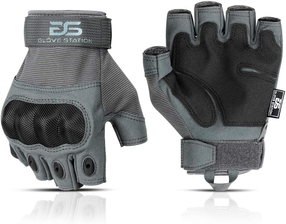 Glove Station- Fingerløse Knuckle taktiske handsker til mænd - Motorcykelhandsker til taktisk skydning, Airsoft, Jagt, Politi arbejde og vandreture