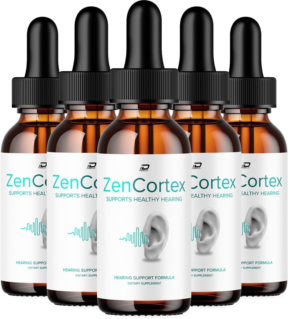 ZenCortex Tinnitus Ear Drops - ZenCortex 24, Zen Cortex Liquid Drops, ZenCortex Reviews, ZenCortex Drops for Ear Relief (5 Pack - 5 Month Supply)