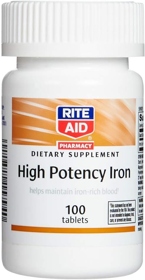 Rite Aid High Potency Iron Tablets - 100 Tæl
