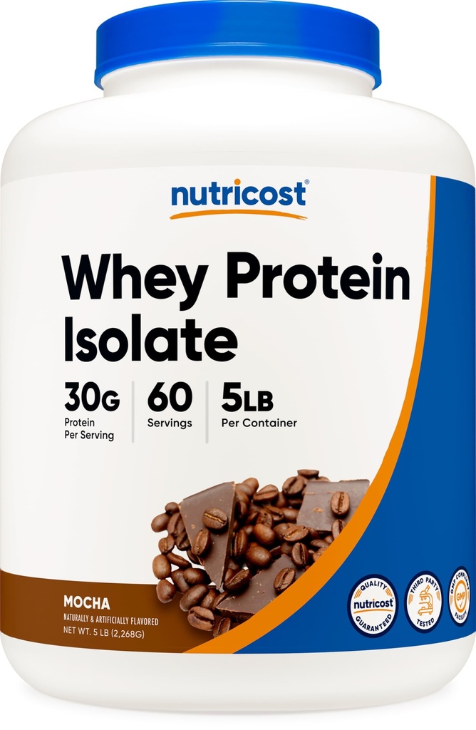 Nutricost Whey Protein Isolate (Mocha) 5LBS - Gluten Free & Non- GMO