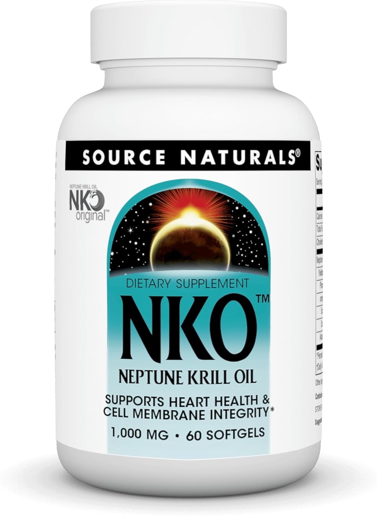 Source Naturals NKO Neptune Krill Oil, Supports Heart Health and Cell Membrane Integrity*, 1,000 mg - 60 SoftGels