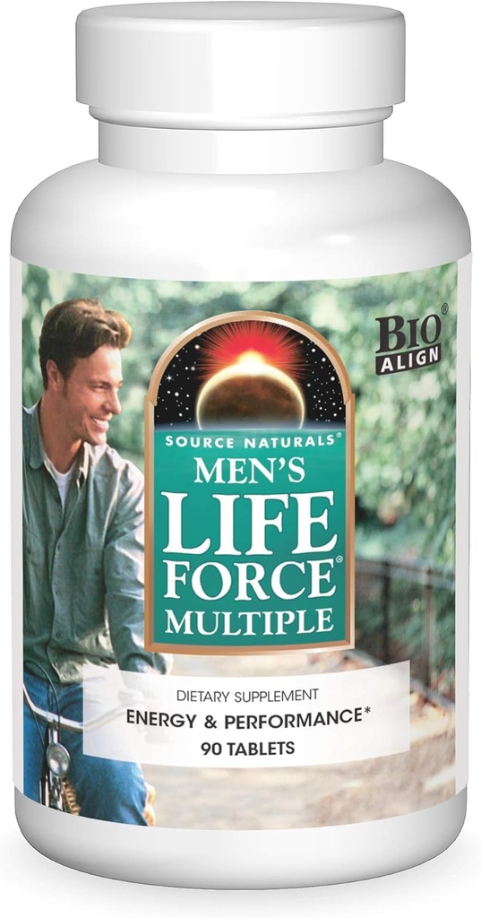 Source Naturals Mænds Life Force Multiple Daily Multivitamin & Immunation Health Supplement - 13 essentielle vitaminer, næringsstoffer & mineraler - 180 tabletter