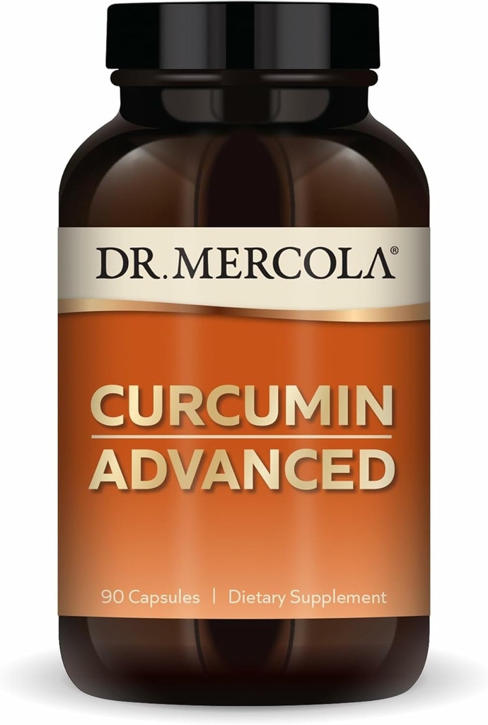 Dr. Mercola Curcumin Advanced, 90 Servering (90 kapsler), 500 mg Per kapsel, Kosttilskud, Understøtter Vision Sundhed og Mental Fokus, Non- GMO