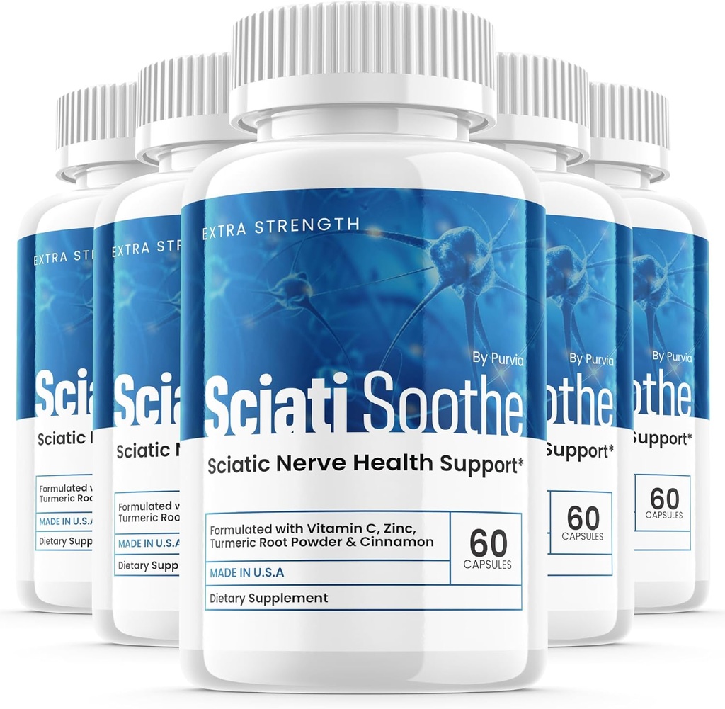 (5 Pack) Sciatisothe Supplement for Sciatica, Sciati Soothe Nerve Health, Sciatisoothe Kapsler Vitaminer, Sciatisoothe Advanced Samlet Wellness Support Maksimum Strength Formel USA (300 Kapsler)
