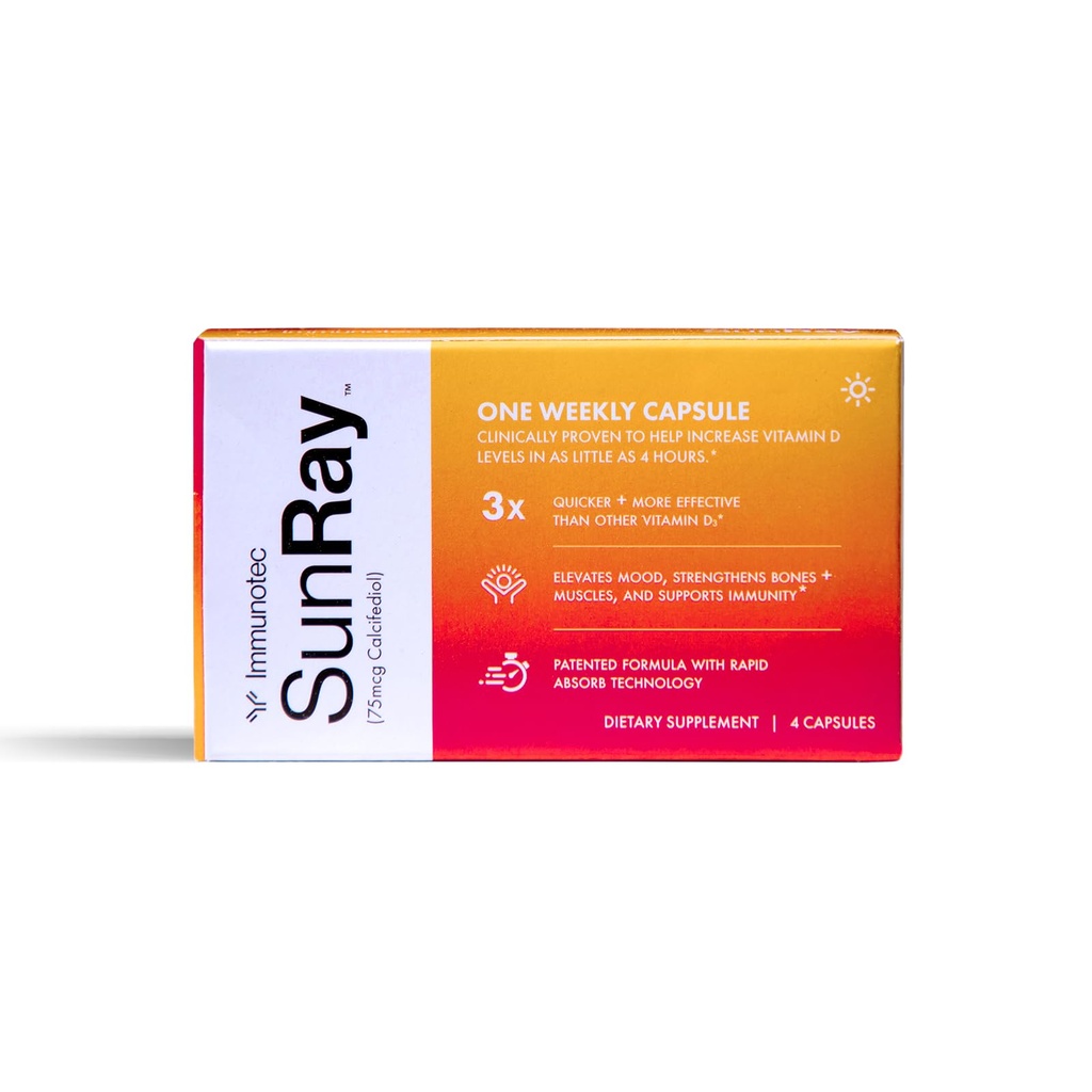 Immunotec Sunray - Calcifediol 75 mcg - Avanceret form af D-vitamin - En gang om ugen dosis - Superior Absorption - Hurtig skuespil