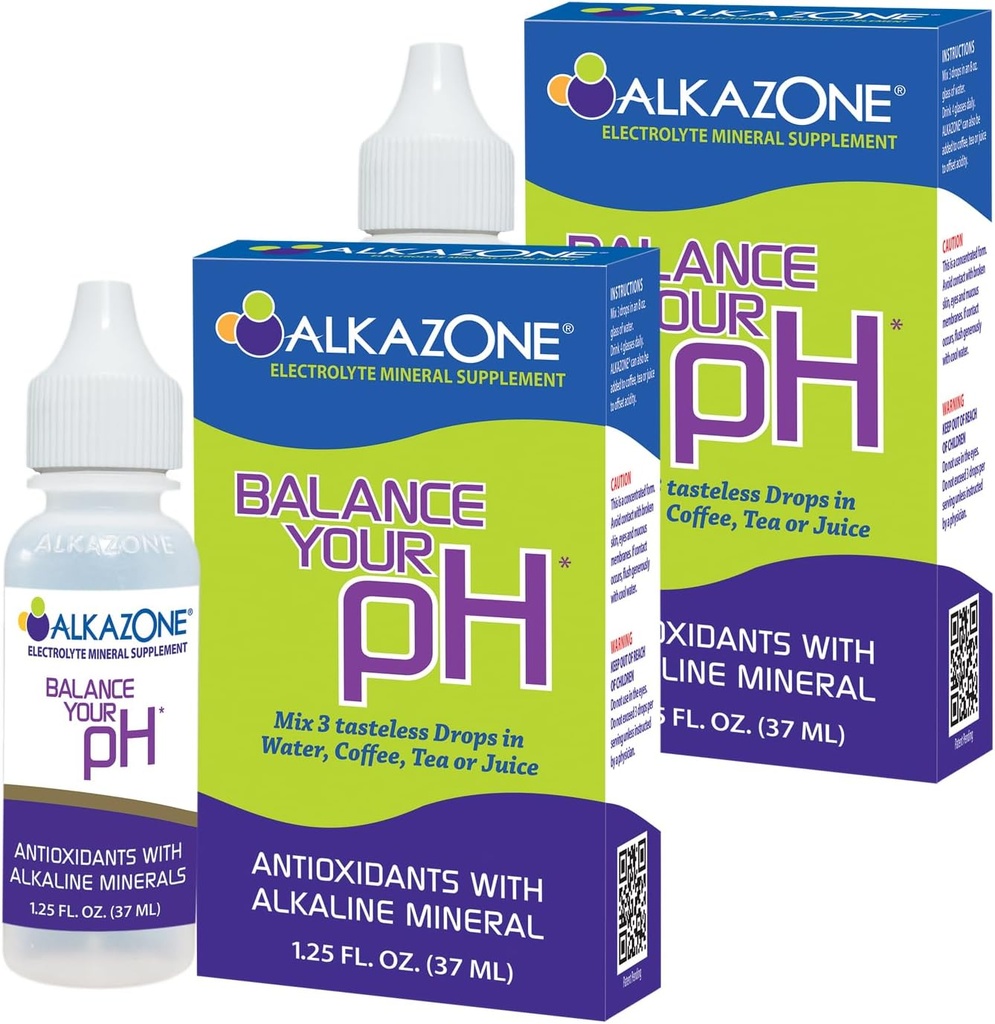 ALKAZONE Balance Din pH Antioxidanter Alkaline Mineral Booster & Kosttilskud (2 pakker)
