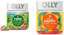 OLLY Fiber Gummy Ringe, 5g Prebiotic Fiber, FOS (Fructo- oligosaccharides), fordøjelsesstøtte & Hello Happy Gummy Worms, Mood Balance Support, Vitamin D, Safran, Voksen Chewable Supplement