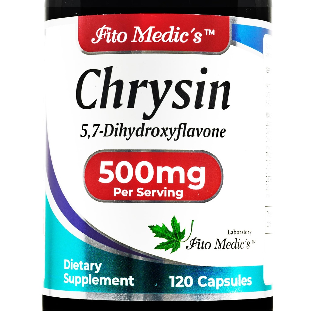 FITO MEDICS - Chrysin - 500mg- med - Passion Flower - 120 Kapsler, Ultra høj Absorption.
