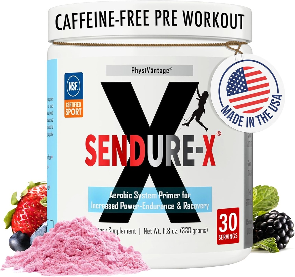 Sendure- X Beetroot + Citrullin Powder - Coffein- Free Pre- Workout - Øger blodgennemstrømning, energi, VO2 Max, Endurance, Inddrivelse - NSF Sport Certified, Peak Performance, Natural - 30 Servere Wild Berry