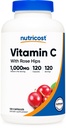Nutricost C-vitamin med Rose HIPS 1025mg, 120 kapsler - C-vitamin 1000mg, Rose HIPS 25mg, Premium, Non- GMO, Gluten Free Supplement