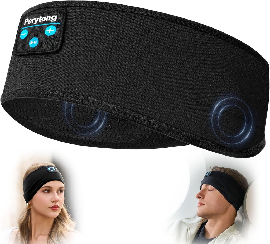 Perytong Sleep Headphones Bluetooth Headband Wireless Headphone Headband for Side Sleepers - Headphones for Sleeping - Sleeping Headband for Insomnia Nuit Travel, gave til kvinder Mænd Mor Far