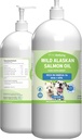 Pet Wellbeing Wild Alaska Salmon Oil for Dogs - Wild-Fanget, Cold- Forarbejdede, Daily Omega-3 Fish Oil for Sund Coat og Hud, fælles mobilitet og styrke - EPA, DHA - 16 fl oz (473 ml)
