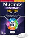 Mucinex Nightshift Cold & Flu, Maksimal styrke Kraftfuld Multi- symptom Nighttime Relief, 20 hurtig udløsning kapsler - Smerte Reliever / Fever Reducer, Host suppressant, Antihistamin