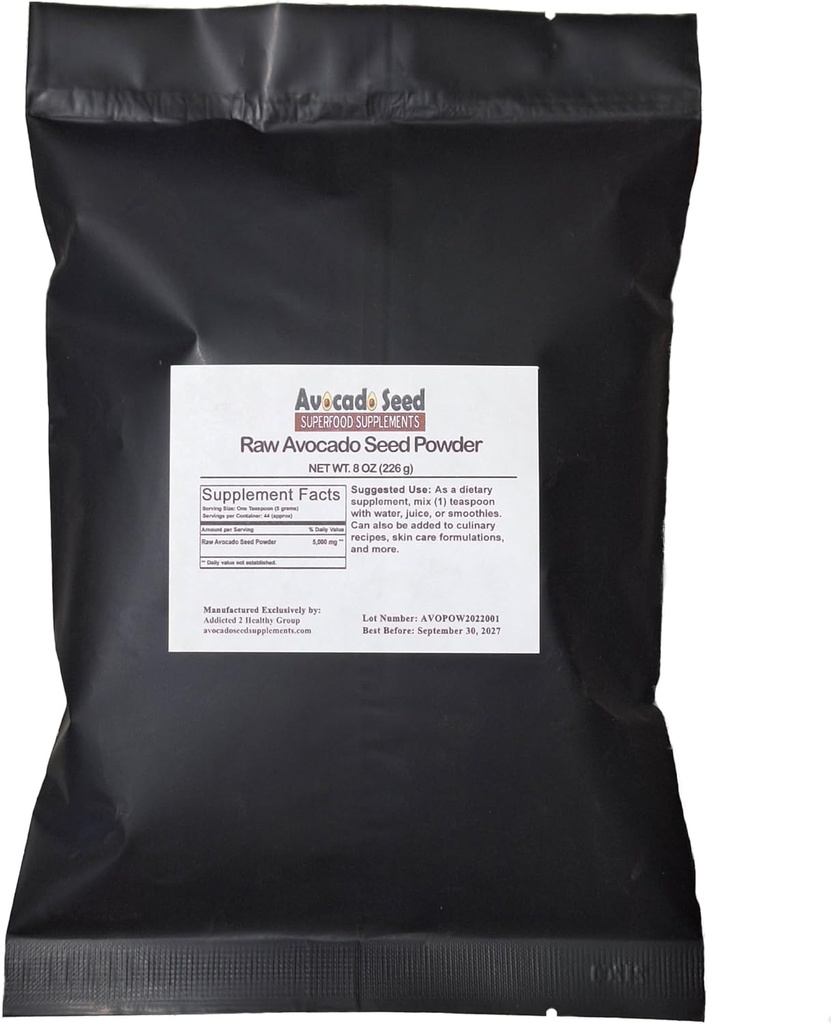 Raw Avocado Seed Granules 8 Ounces - Antioxidanter, Fiber, Cholesterol, Heart Health, Skin Care- Made in USA- Original Producent