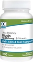 Kvalitetsvalg Biotin 10.000 mcg + B tabletter 100 Grev Ultra Potency Nail, Hud, & hårstøtte