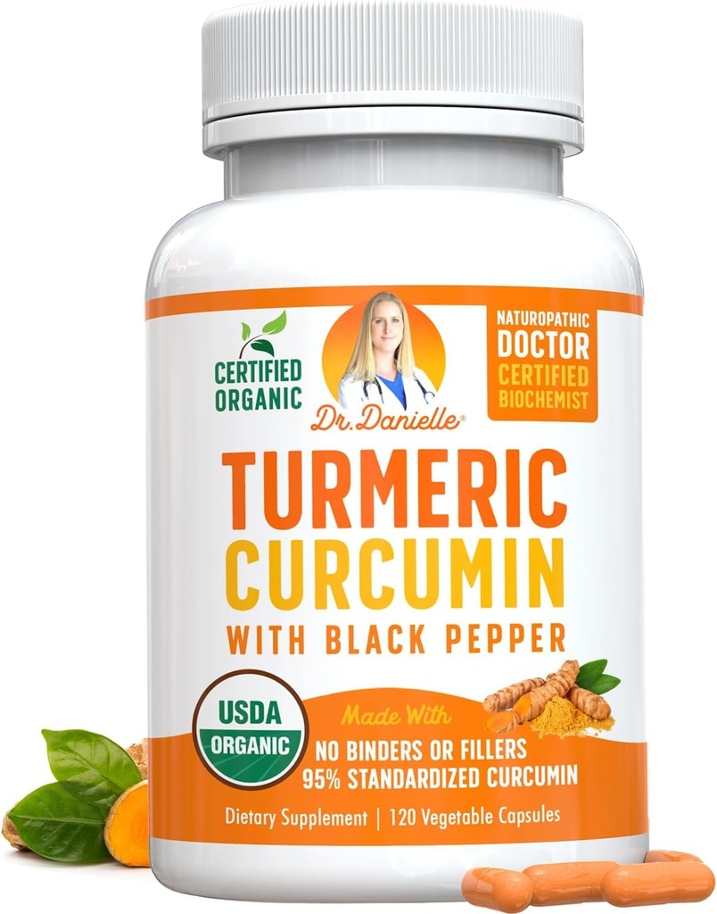 Økologisk gurkemeje med sort peber ekstrakt 2000mg - Høj Absorption Ultra Potent Supplement - 95% Curcuminoider - Vegan, Ikke GMO til fælles støtte - 120 kapsler