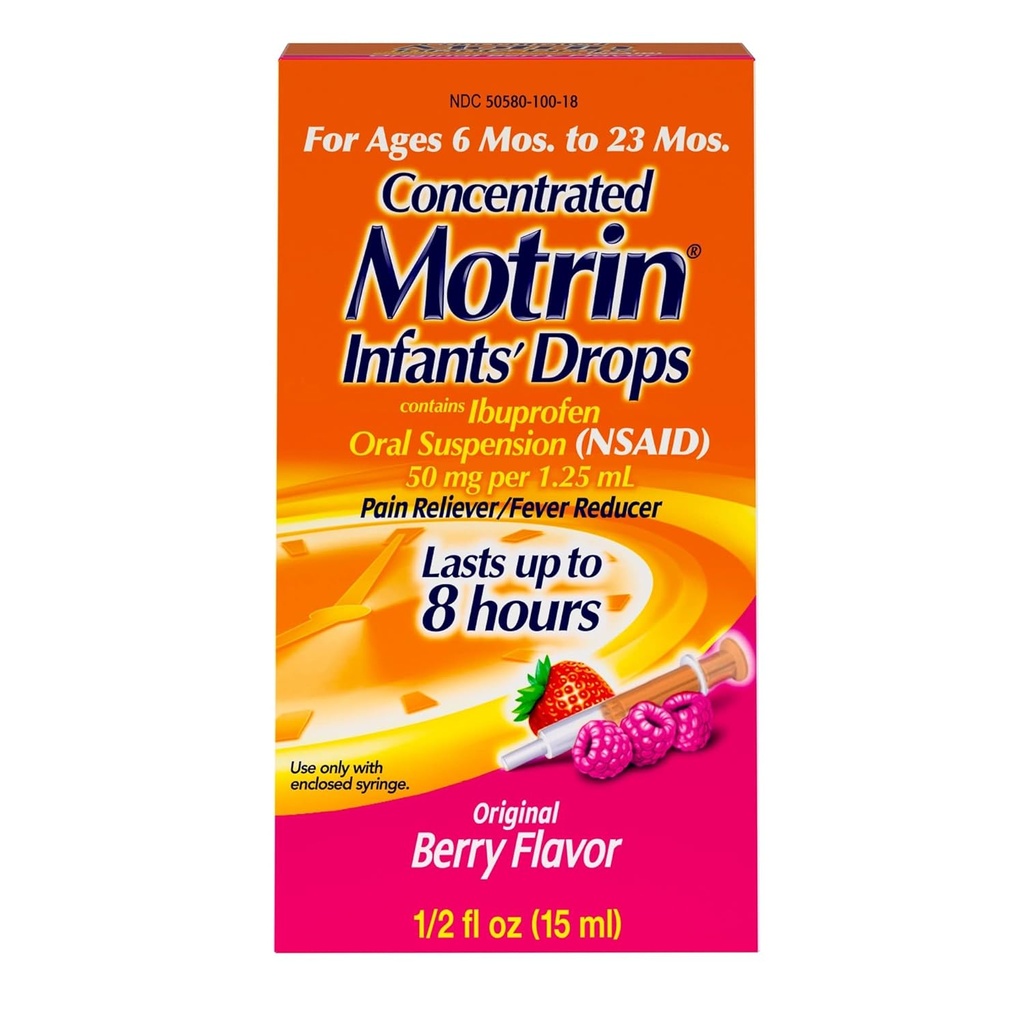 Motrin Infants Oral Suspension Berry Pain Reliever / Feber Reducer, 0,5 Ounce