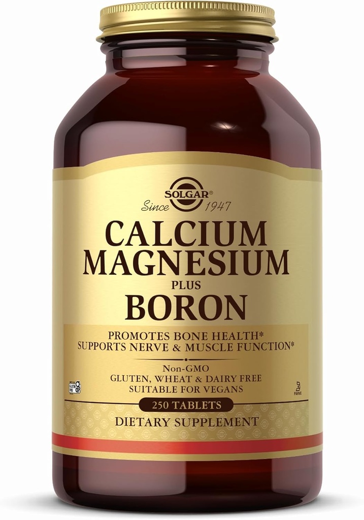 Solgar Calcium Magnesium Plus Boron - 250 tabletter - non-GMO, Vegan, Gluten Free, Dairy Free, Kosher - 83 Servere
