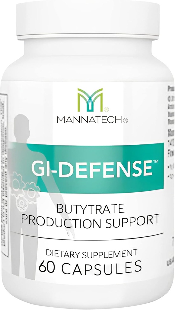 Mannatech Butyrate Supplement - Understøtter Gut Barrier funktion, intestinal sundhed, og fordøjelseskomfort - fremmer Short Chain Fedtsyreproduktion, immunstøtte Supplement GI- Defense 60 Kapsler