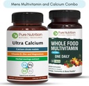 Pure Nutrition Ultra Calcium 1000mg og Whole Foods Herre Multivitaminer 1500mg for sunde knogler, Joints og Samlet Wellness. Ultra Calcium 90 Tabs + Herre Multivitaminer 60 Tabs.
