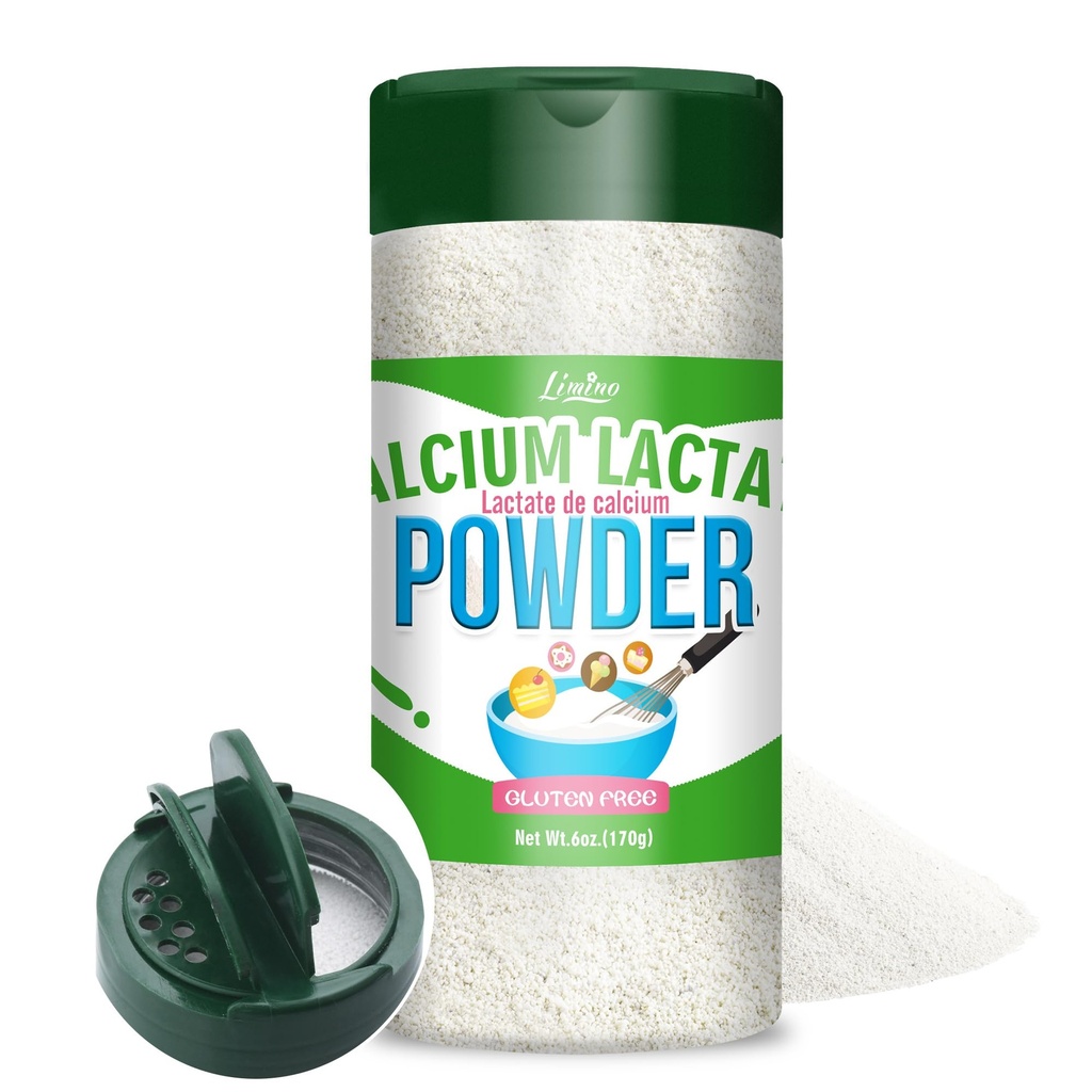 Calciumlactat pulver, 6oz Pure Calcium Lactat Food- Grade, Hjælper neutralisere fødevaresyre, Non- GMO Food Stabilizer og Bulking Agent for Dairy Products, Brød, Pasterier, Ice Cream, Jellies