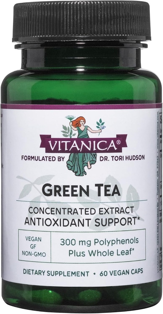 Vitanica Green Tea Extract Supplement 330mg, 45% EGCG, 98% polyphenoler og 80% Catechiner, Energy Antioxidant and immunsupport, Vegan, 60 kapsler