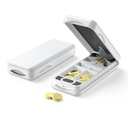 Pill Cutter med Auto Centry Device, Aluminium Pill Splitter med 316L Stainless Blade, Ægte læder sag, Professional Pill Splitter til skæring små piller eller store piller (plast, hvid)