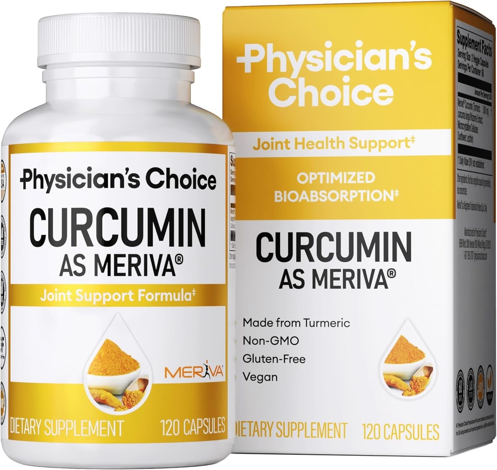 Lægens CHOICE Curcumin Meriva 500 - Klinisk undersøgt - Bedre absorption end almindelig gurkemeje Curcumin kosttilskud - Videnskabeligt undersøgt fælles støtte - 120 kapsler