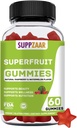 Vegansk superfrugt vingummi vitaminer. Superfruit Gummies w / vitamin A C E Organic Silica. Superfrugt til Collagen Formation, Skønhed & Glow. Plante- baseret, ikke-GMO, Gluten- fri, Gelatin- fri. 60 CT