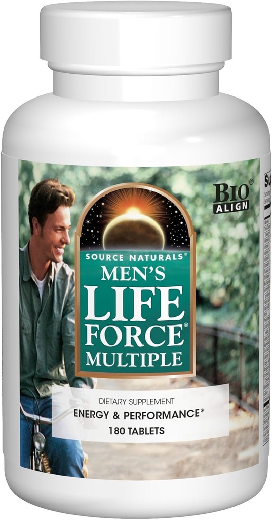 Source Naturals Mænds Life Force Multiple Daily Multivitamin & Immunation Health Supplement - 13 essentielle vitaminer, næringsstoffer & mineraler - 180 tabletter