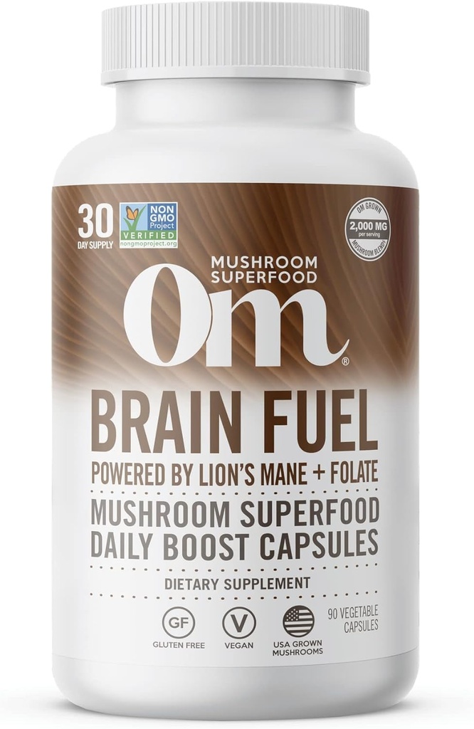 Om MUSHROOM SUPERFOOD Brain Mushroom Powder Capsules Superfood Supplement, 90 Greve, 30 dage, Lions Mane, Reishi Blend Plus Folate, Mental Clarity, Mushroom Supplement