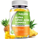 Alpha Lipoic Acid Gummies 1000Mg med biotin, høj Absorption Chewable ALA supplement til antioxidant, hjerne sundhed og nerve støtte, Ananaskarme, sukkerfri, 60 Chews